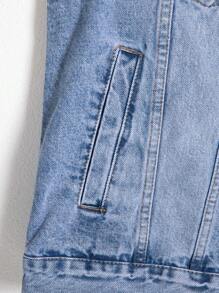 Manfinity Homme Men's Casual Washed Denim Vest Jacket - Light Wash - View 4