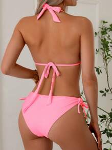 Swim Vcay Đồ bơi bikini màu trơn - Hồng - Xem 2