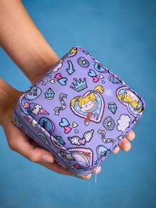 Nick 90s X SHEIN 1pc 90s Cartoon Graphic RPET Sanitary Pad Storage Pouch, Can Be Used As A Storage Bag For Female Hygiene Products, Digital Storage Bag, Small Item Storage Bag