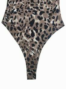 INAWLY Women's Leopard Print Strappy Backless Sleeveless Bodysuit - Brown - View 3