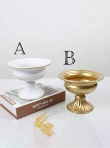 SHEIN Retro High Foot Flowerpot, European Style Wedding Decoration Flower Vase, Photography Prop, Dry Flower Arrangement, High-End Decor,Wedding Decor,Centerpiece,Table Decor,Party - Multicolor - View 3