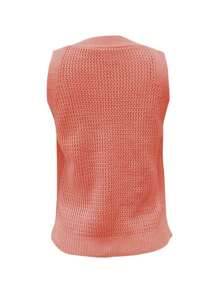 SHEIN Unity Women Casual Versatile Solid Color Knit Vest - Orange - View 2