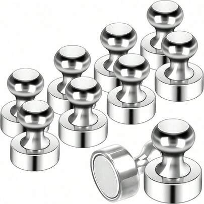 10 chiếc nam châm tủ lạnh cho bảng trắng, nam châm tủ lạnh, nam châm tủ lạnh dành cho người lớn, nam châm ghim nhỏ cho bảng trắng, tủ lạnh, văn phòng, lớp học và nam châm bản đồ màu bạc
