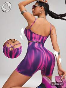 Innovista Set senza cuciture modellante e di supporto, set da palestra attivo da 2 pezzi, traspirante per cardio ed esercizi con i pesi, reggiseno sportivo push-up, top canotta, top corto, magliette senza maniche, maniche corte, senza fili, leggings con controllo pancia, equipaggiamento da allenamento coordinato, outfit da allenamento e tuta, abbigliamento urban athleisure, fashion icon, sconfiggere e lucido, splendore e sensazione per festival musicali e feste, indumento essenziale quotidiano, motivazione estiva, principessa Pilates rosa