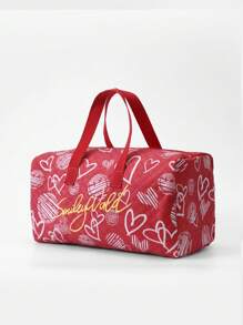 SmileyWorld® | SHEIN Smiling Face And Heart Pattern Travel Luggage Bag - Multicolor - View 4