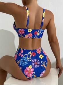 Swim Lushoire Bộ đồ bơi bikini gợi cảm in họa tiết hoa bãi biển mùa hè cho nữ - Nhiều màu - Xem 2