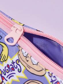 Nick 90s X SHEIN 90s Stylish Cute Cartoon Printed Zipper Pencil Case, Suitable For School, Office, And Travel Use, Can Hold Stationery, Digital Items, Personal Belongings, And Travel Essentials,Back To School,School Supplies