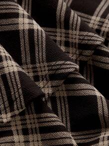 SHEIN Teen Girl Brown Contrast Plaid Casual Sports Cake Skirt Dress