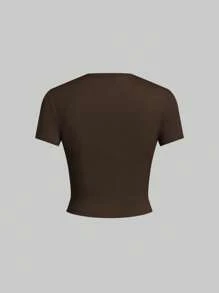 SHEIN EZwear 5pcs/Set Solid Color Basic Slim Fit Short Sleeve T-Shirts - Blue - View 3