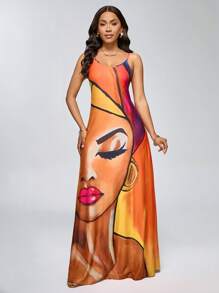 Lyxana Women Printed Casual Vacation Style Spaghetti Strap Dress For Spring And Summer Maxi Women Outfit