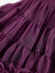 Sparklyn 女婴优雅蕾丝芭蕾舞裙，婴儿紫色网眼公主裙，适合生日派对、户外活动、春夏季 - 紫色 - 查看 4