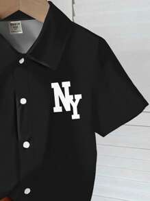 SHEIN NY，纽约市男婴休闲舒适衬衫，适合春夏季 - 彩色 - 查看 3