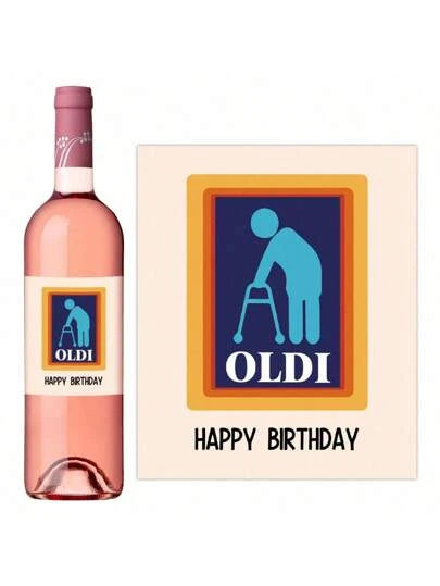 SHEIN 4pcs/Pack Funny Birthday Wine Bottle Label For Him Elder, Rude Birthday Wine Stickers For Dad And Grandpa, Wine Bottle Stickers For Party Decoration