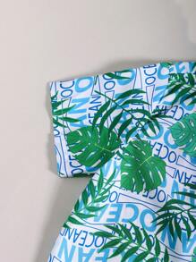 Conjunto de camisa y pantalones cortos con estampado tropical a juego para niño preadolescente - Multicolor - Ver 6