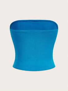 Sweetina 女士纯色紧身针织吊带背心，夏季 - 藍色 - 查看 2