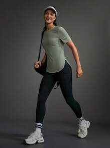 Powerista 女式纯色简约日常短袖运动T恤和背心健身衫