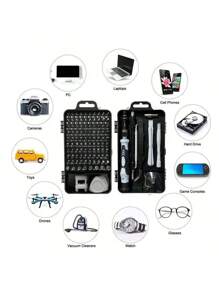 Precision Screwdriver Set, Professional Grade 115 In 1 Magnetic Repair Tool Kit For Electronics, Computer, Phone, Laptop, Game Console, Watch, Eyeglasses, Modding, And DIY Projects - Black - View 6