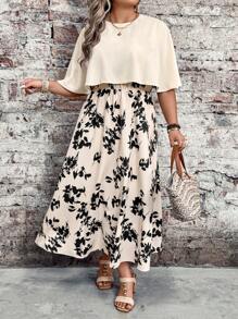 EMERY ROSE Plus Size Women Floral Print Casual Vacation Elegant Dress