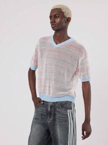 SUMWON 开放式针织网眼大学队号码毛衣短袖夏季轻便运动上衣街头服饰都市时尚休闲学院风 - 彩色 - 查看 2