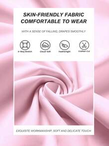SHEIN Sovereign Charm Váy tập yoga không tay cổ polo cho nữ, trang phục tập luyện thể thao bó sát, thoải mái khi đi làm ngoài trời gợi cảm có túi, quần short ngắn, váy thể thao - Hồng - Xem 5