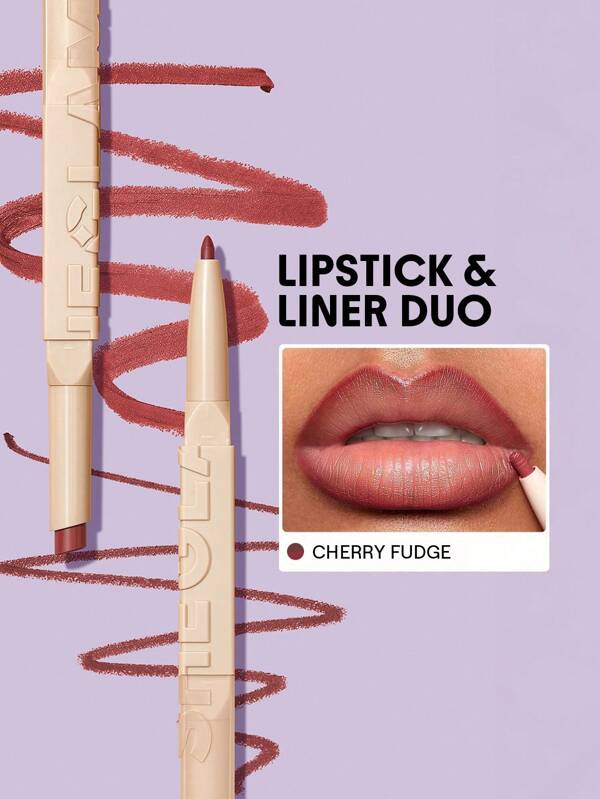 SHEGLAM Glam 101 Lipstick & Liner Duo-Cherry Fudge 2-In-1 Matte Dual-Ended Lip Liner Lipstick Pencil Highly Pigmented Long Lasting Smooth Easy To Wear Lip Makeup Christmas Winter Pink Brown Rosa Lip Liner Graduation Birthday Holiday Summer Fall Autumn Y2K Fancy Fashion Women Makeup Cosmetic Party Beach Travel Camping Outdoors School Campus Trip Festivals Decor Gift Present Rose Girl Cosplay Best Color Charm Vibe