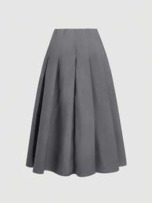 SHEIN MOD 大码女式灰色珍珠点缀优雅派对半身裙，优雅百褶灰色半身裙，饰有水晶，适合派对、闪亮场合、办公室、工作场合、晚宴、商务休闲、复古风格、学院风、亮片裙、女士职业装、灰色半身裙