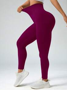 Easithlete Quần bó tập yoga liền mạch co giãn mông, kiểm soát bụng, quần bó có cạp chun rộng cho Tết Nguyên Đán - Màu Đỏ Sâu - Xem 5