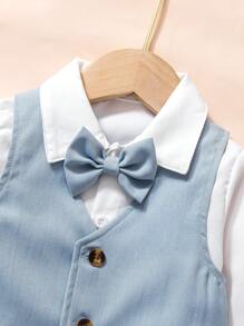 3 件套婴幼儿男孩斋月绅士装，适合节日和聚会 - 藍色 - 查看 6