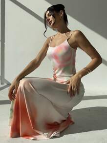 Firerie Elegant Romantic Delicate Charming Floral Vacation Print A-Line Dress With Open Back - Multicolor - View 2