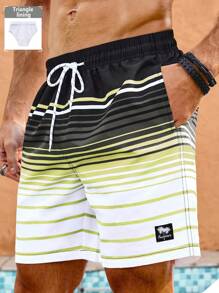 Manfinity Men's Drawstring Waist Striped Pocket Casual Beach Shorts - Multicolor - View 1