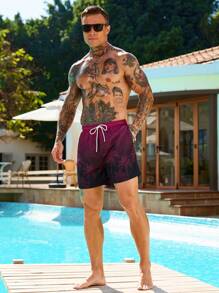 Manfinity VDAYZ Men's Casual Beach Shorts, Simple And Fashion, Everyday Wear