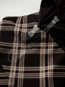 SHEIN Teen Girl Brown Contrast Plaid Casual Sports Cake Skirt Dress