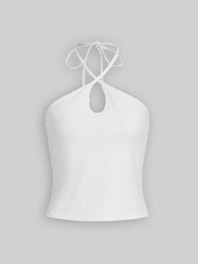 Top con collo alto tinta unita