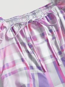 SHEIN MOD Váy in hoa cổ điển lãng mạn có đuôi váy có thể tháo rời, tay bồng trang trí xếp nếp, viền ren, thích hợp cho ngày lễ, dã ngoại, hẹn hò - Nhiều màu - Xem 3