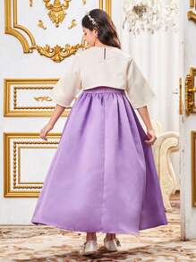 Tween Girls Embroidered Crop Top And Skirt 2 Pieces Outfit