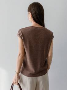 Dazy-Less 女士T恤 - 巧克力棕 - 查看 4