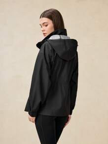 OutZeal 女士防水防风拉链连帽抽绳腰带户外夹克 徒步露营 秋冬