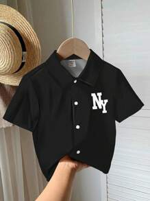 SHEIN NY，纽约市男婴休闲舒适衬衫，适合春夏季 - 彩色 - 查看 2