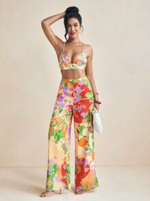 Eva Novielli Top tipo camiseta de bragas estampado multicolor de verano, blusa de vacaciones de verano colorida para la playa - Multicolor - Ver 3