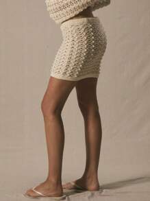 MUSERA Low Rise Crochet Mini Skirt Only Spring Summer Cute Vacation New Years Fall Autumn Winter Bridal Bachelorette Hen Do Wedding Holiday - White - View 3