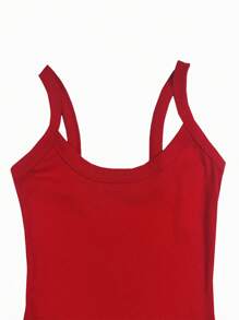 INAWLY Plus Size Solid Color Tight Backless Spaghetti Strap One-Piece Bodysuit