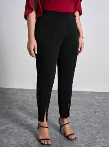 Chikora Pantaloni cu talie înaltă și tiv crăpat, ținute de birou pentru femei