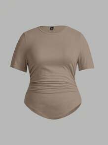 SHEIN Essnce Paquete de 3 bodys básicos de manga corta, de talla grande, en colores multicolor, de corte slim, cómodos y casuales para primavera y verano, outfits de verano para mujer, blusas lindas de verano para salir