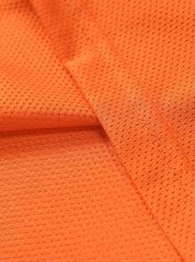 Manfinity Campus Court Aesthetic Post--Men Striped & Letter Print Round Neck Short Sleeve T-Shirt, Summer - Orange - View 5