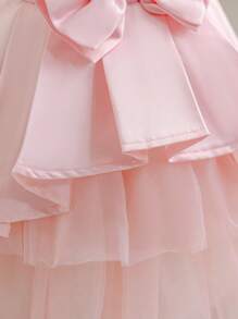 SHEIN Glamorique Kids Đầm cưới hoa văn sang trọng thiết kế riêng cho bé gái, đầm voan xếp lớp trang trí ren, kiểu công chúa thanh lịch cho tiệc tùng, đám cưới, lễ kỷ niệm, đầm sinh nhật màu hồng cho bé gái, đầm dự tiệc cho bé gái, đầm công chúa, đầm em bé gái, đầm cưới thanh lịch cho bé gái, đầm dự tiệc cho bé gái. - Hồng - Xem 5