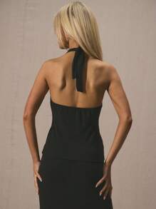 MUSERA 裹身露背修身上衣，可爱度假风，90年代复古优雅，Y2K时尚性感百搭，日常休闲百搭，适合工作、假日、机场、返校、冬季、户外、情人节等场合。