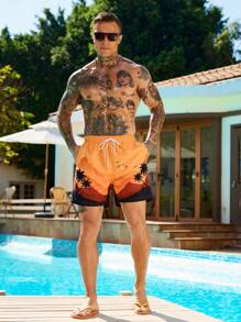 Surfspeed Men's Simple Fashionable Casual Beach Shorts, Everyday Wear - Orange - View 6