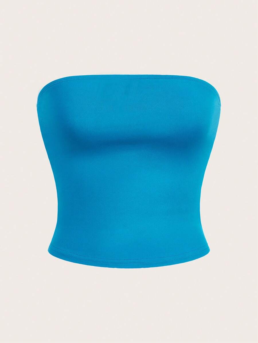 Sweetina 女士纯色紧身针织吊带背心，夏季 - 藍色 - 查看 1