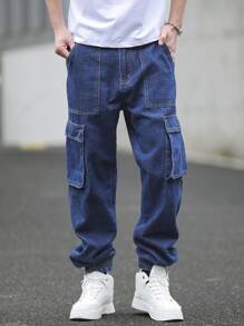 Manfinity EMRG Jeans cargo en denim coupe large pour hommes