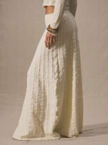 MUSERA Medelhög midja, knytband framtill, utsvängd kjol, vår/sommar, söt, semester, 90-tals Y2K-chic - Grädde - Visa 3